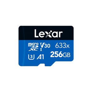 The Lexar 633x 256GB microSDHCmicroSDXC UHS-I Blue Series Card lets you quickly capture, playback, and transfer 1080p Full-HD, and 4K UHD video.