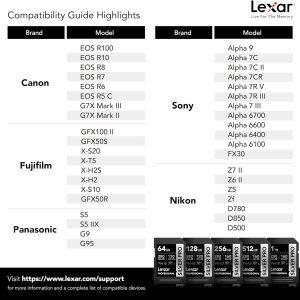 The Lexar® 64GB Professional 1667x SDXC™ UHS-II SILVER Series Card